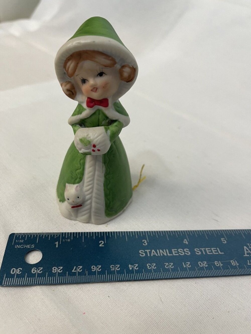 Vintage Ceramic Girl Bell Jasco 1978 LOOK No Clanker RARE Christmas